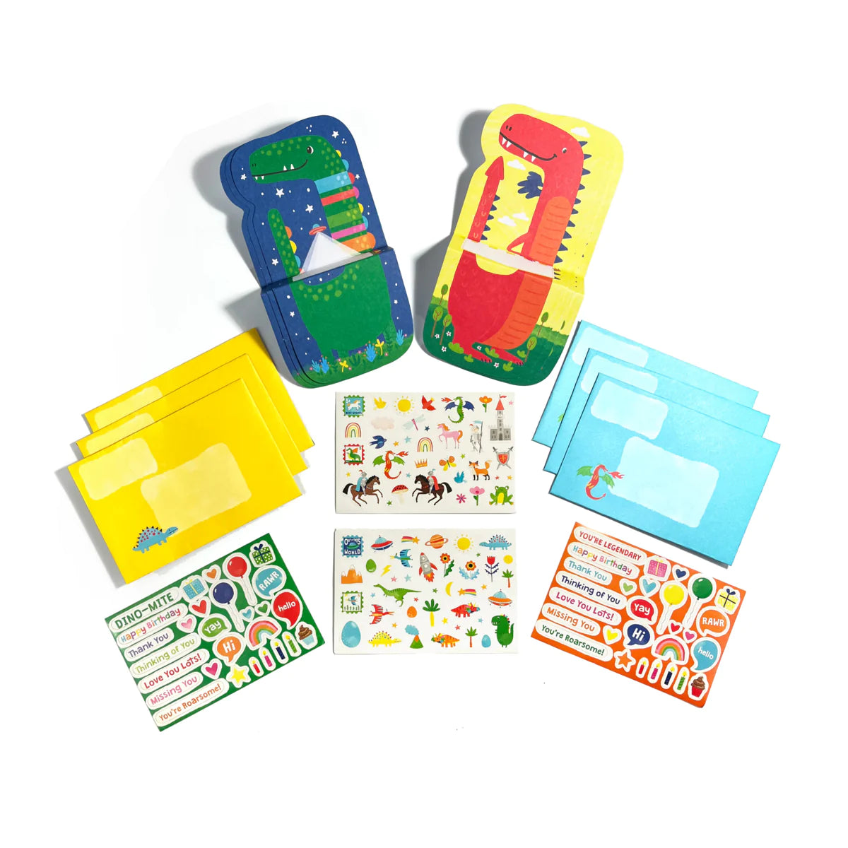 Tiny Tadas! Note Cards and Sticker Set - Dinos & Dragons