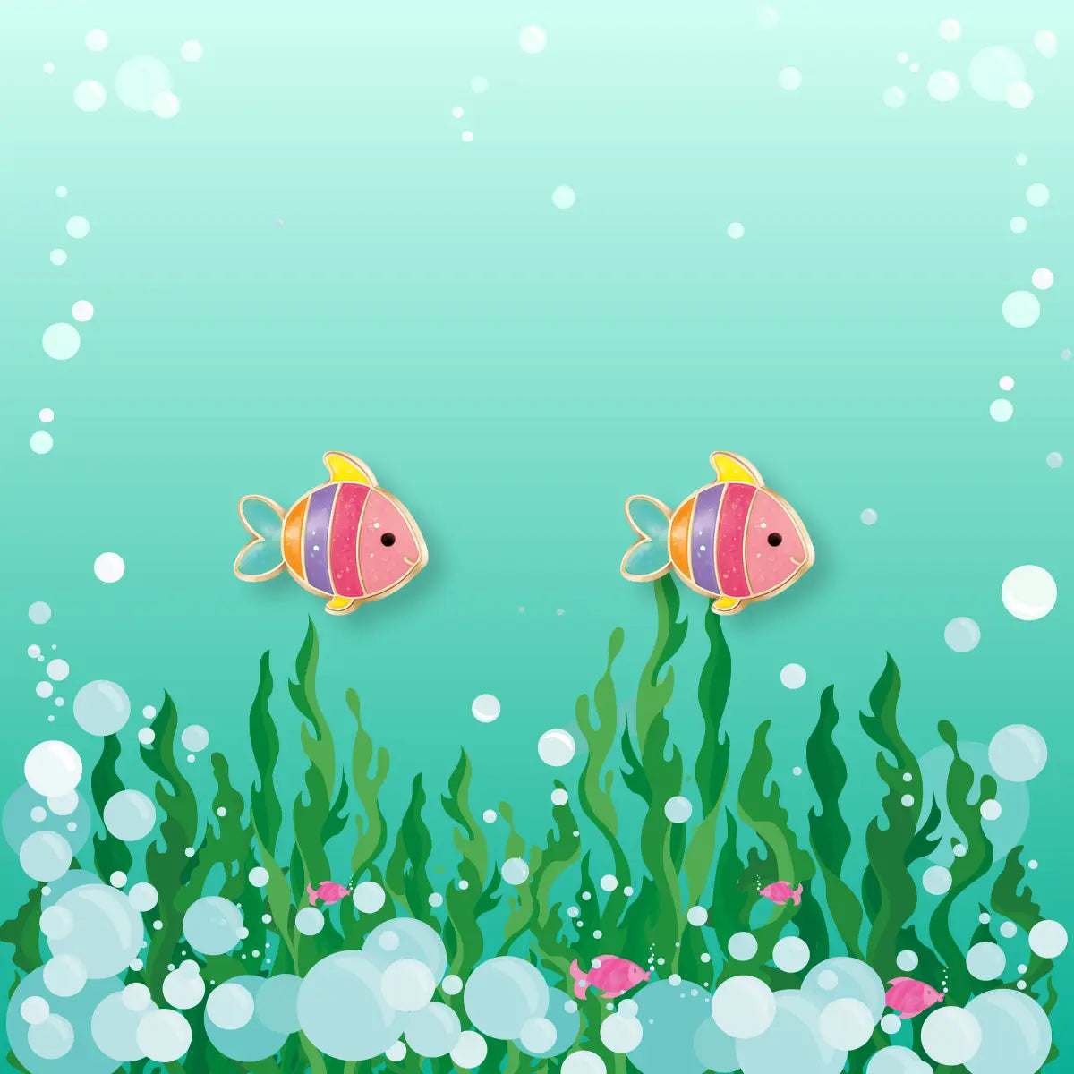Glitter Rainbow Fish Studs