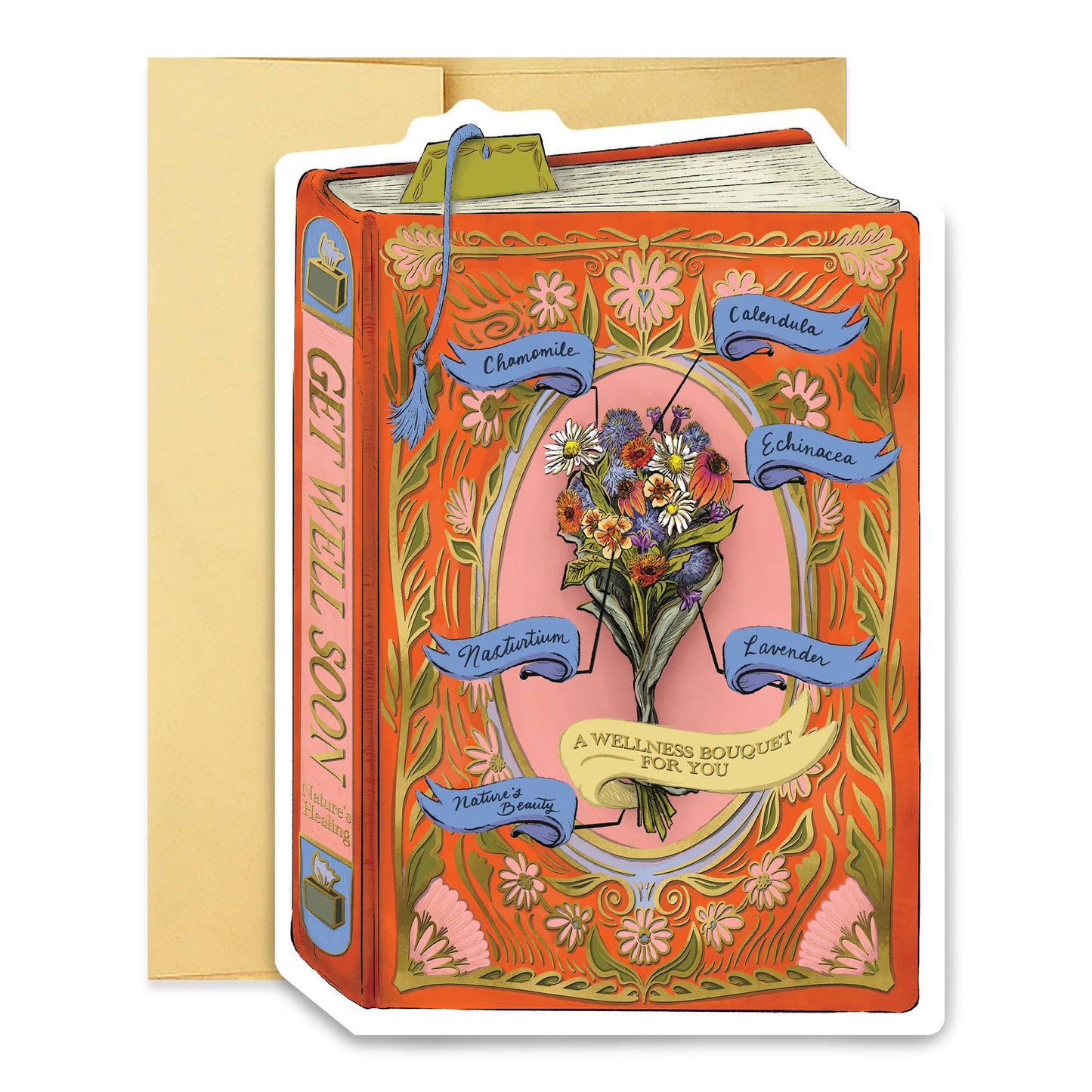 Get Well Bouquet Book Cover Diecut Card