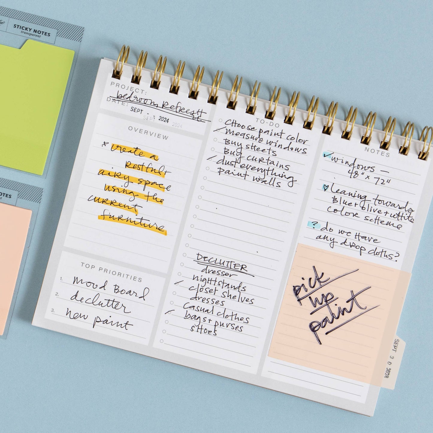 Tabbed Transparent Sticky Notes - Pink