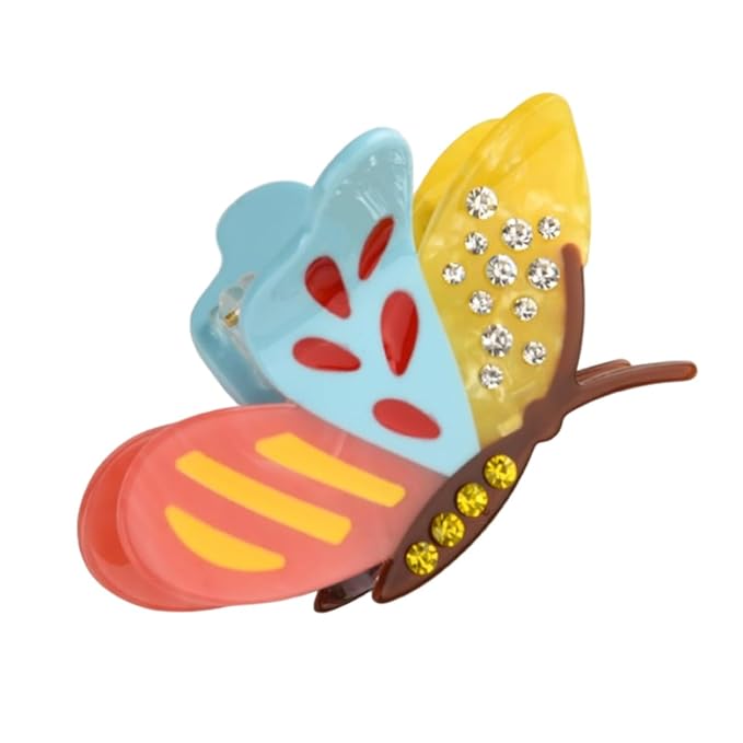 Colorful Butterfly Hair Claw- Red