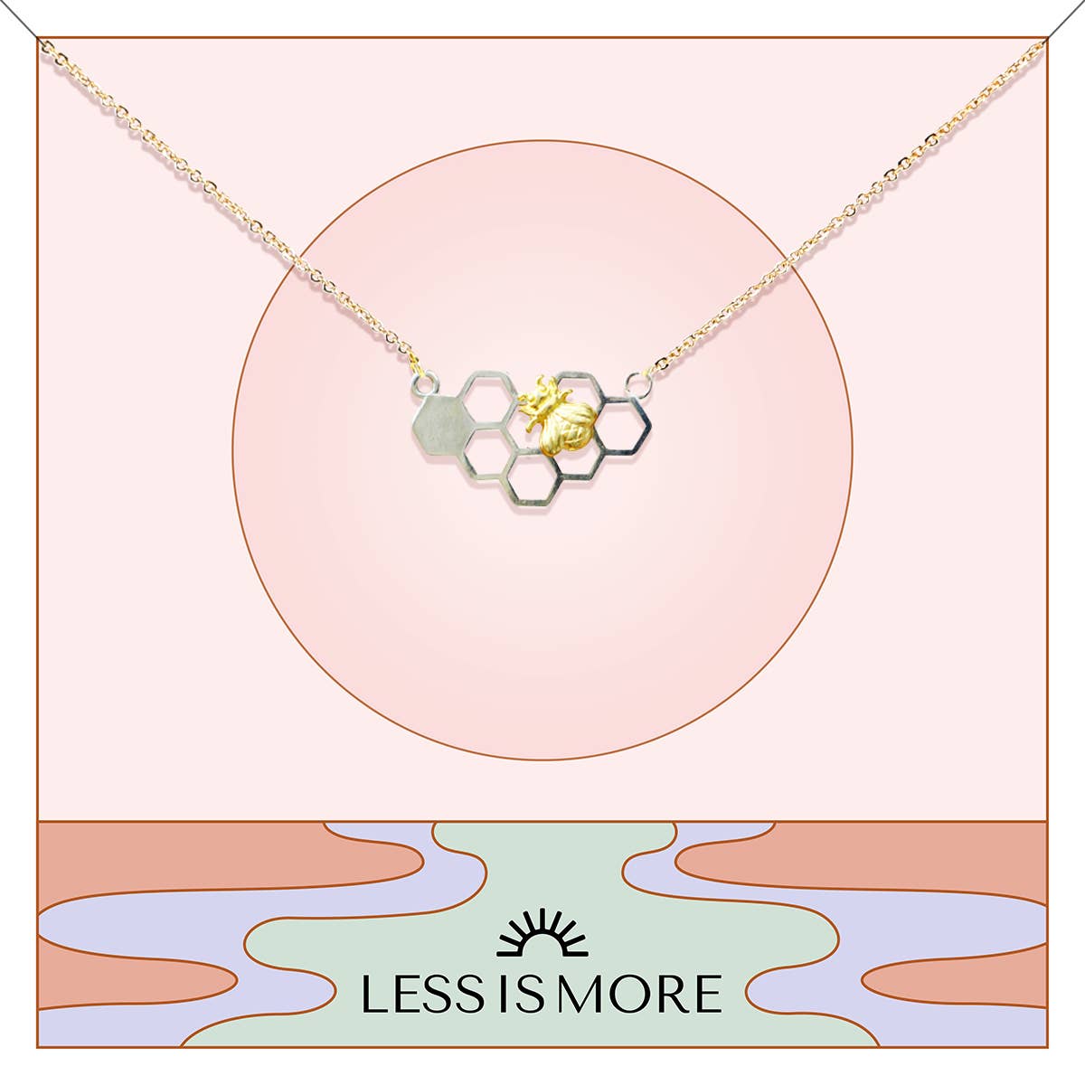 Bee on Beehive Necklace- 14k Gold Dipped