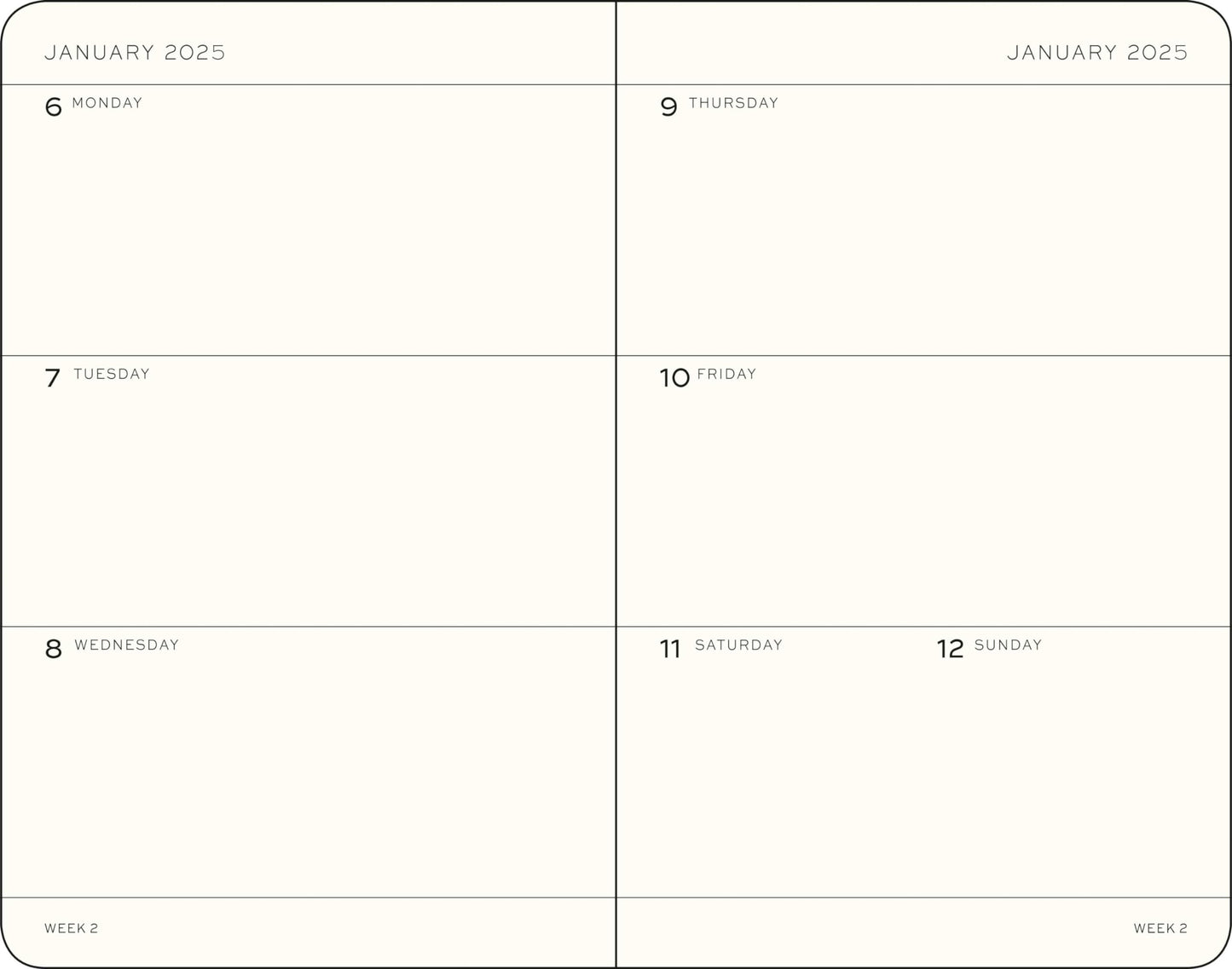 Leuchtturm1917 A7 Mini Weekly Planner 2026 - Black