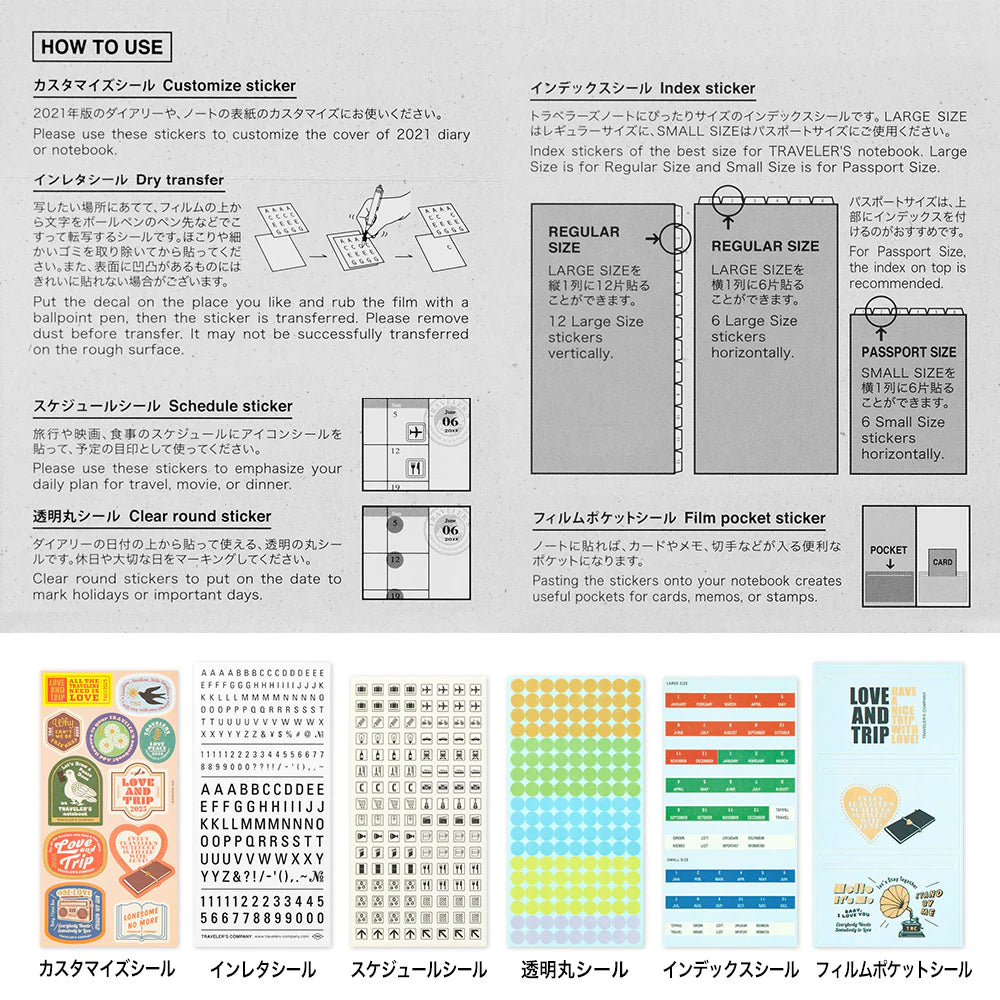 Traveler's Notebook Customized Sticker Set for Diary