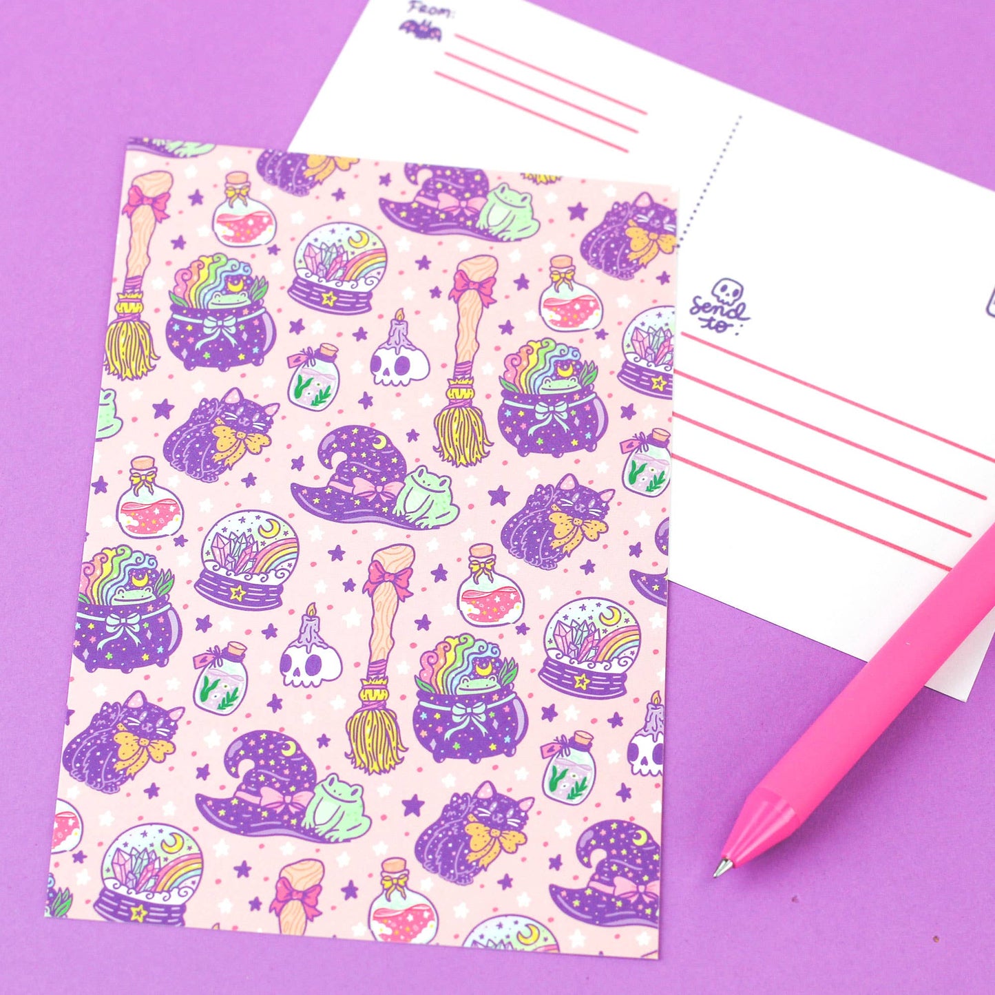 Dreamy Witchy Pastel Pink Gothic Postcard