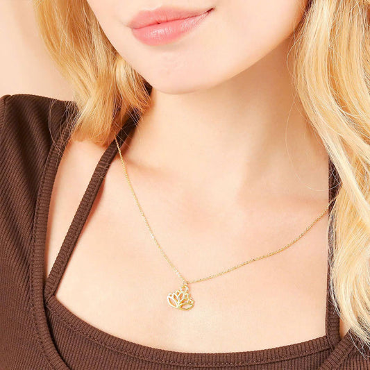 Cutout Lotus Necklace- 14k Gold Dipped