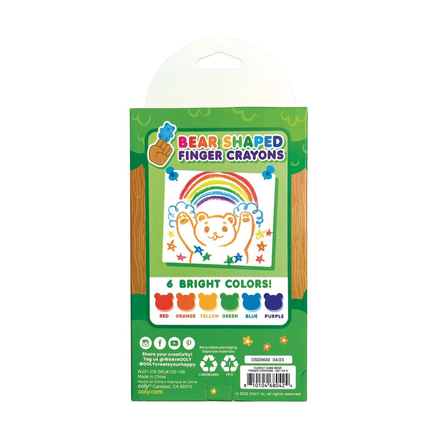 Cuddly Cubs Bear Finger Crayons - Set of 6