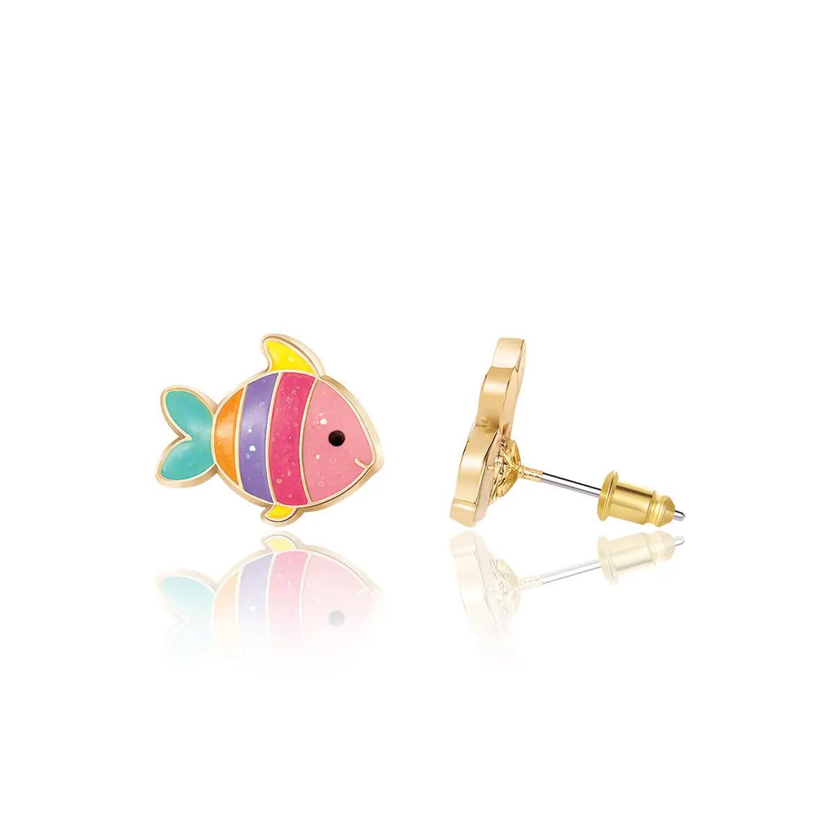 Glitter Rainbow Fish Studs