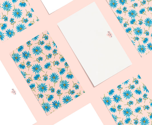 Little Blue Watercolor Flowers Small Notecards