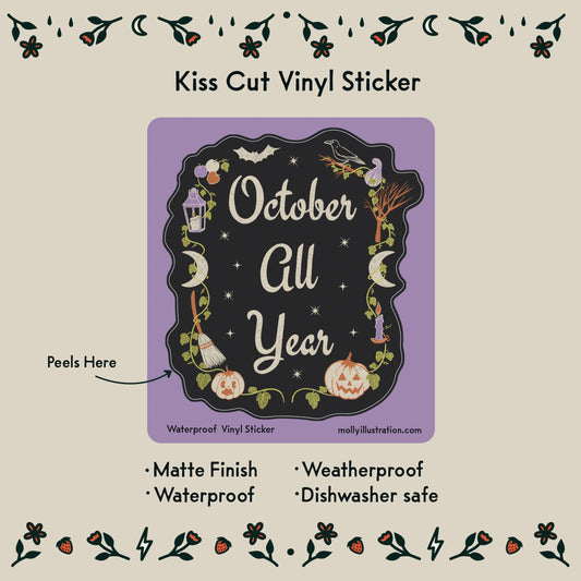 October All Year Sticker