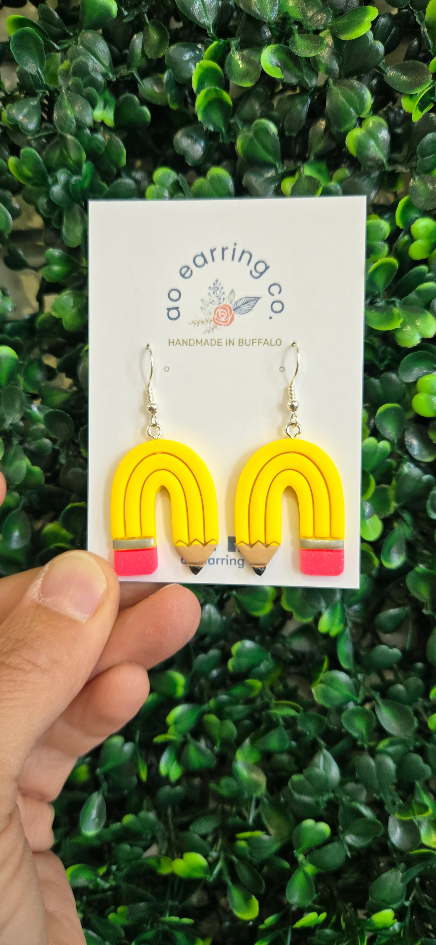 Pencil Arch with Dk Pink Eraser Dangles