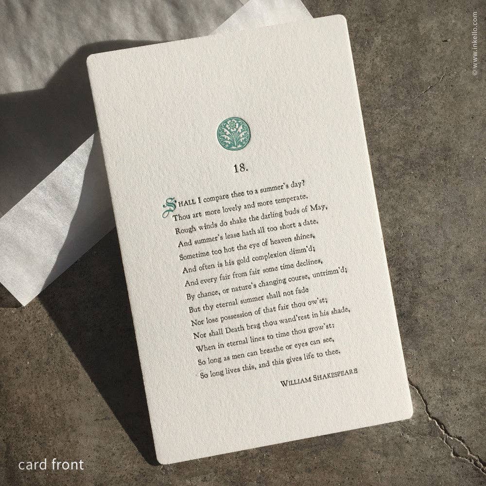Shakespeare's 18th Sonnet Card