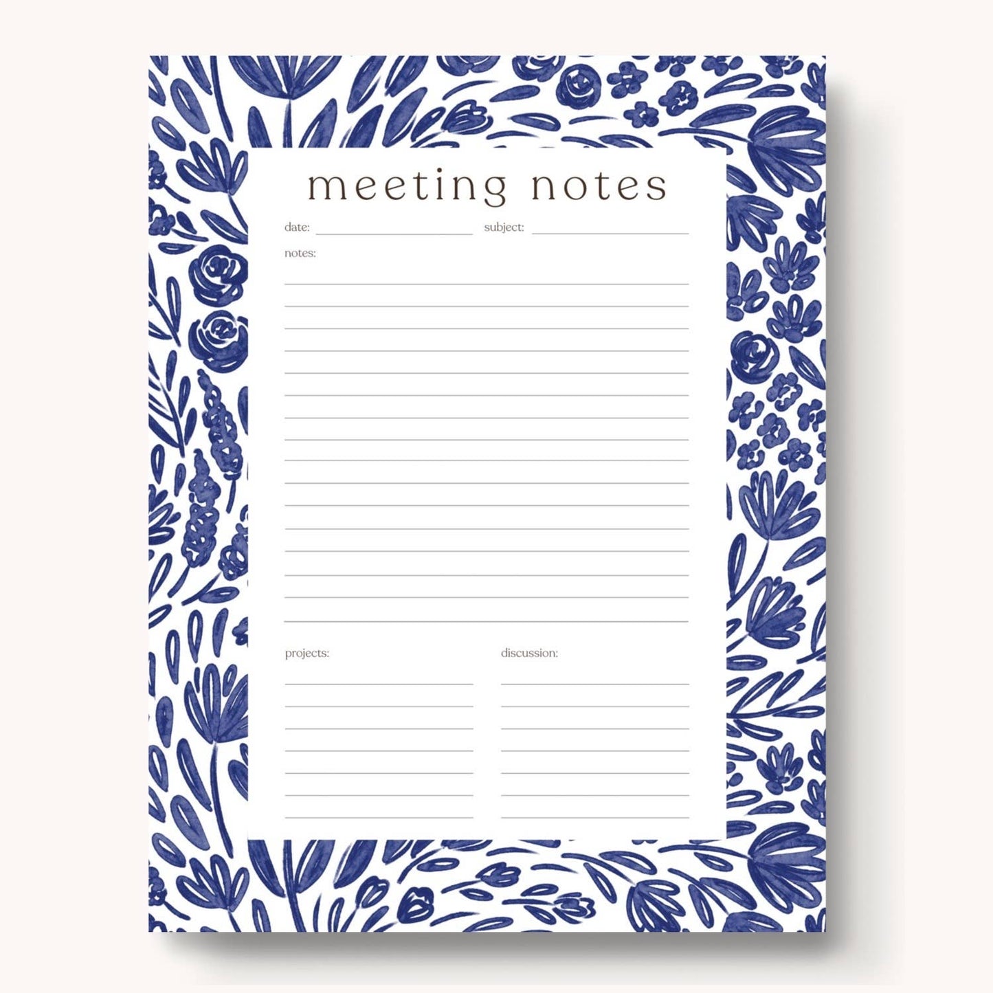 Porcelain Floral Meeting Notes Notepad