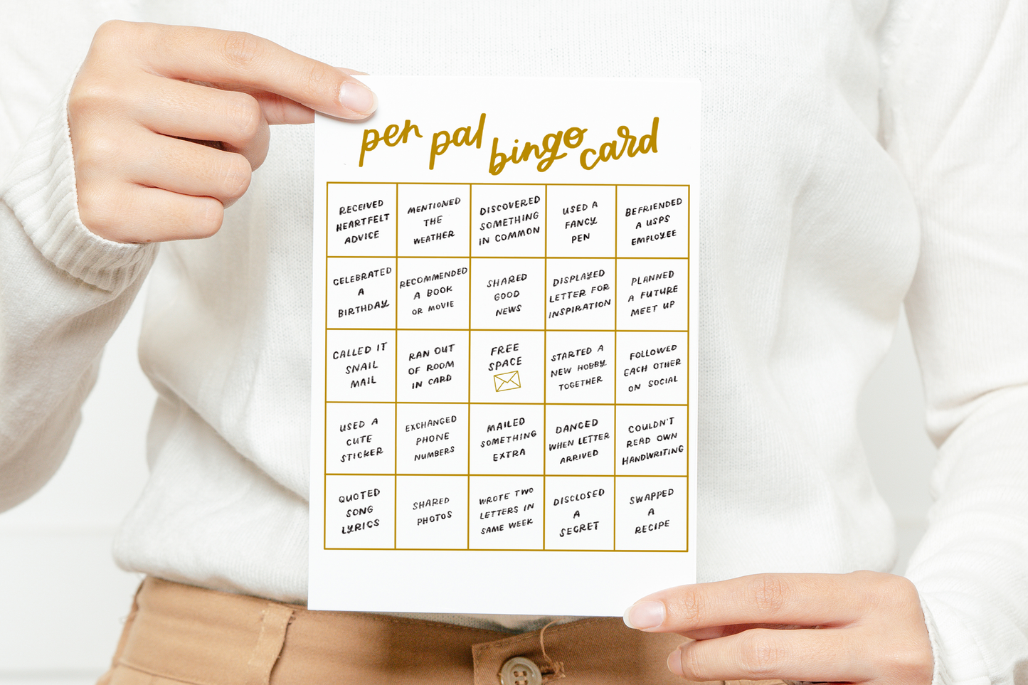 Pen Pal Bingo Card