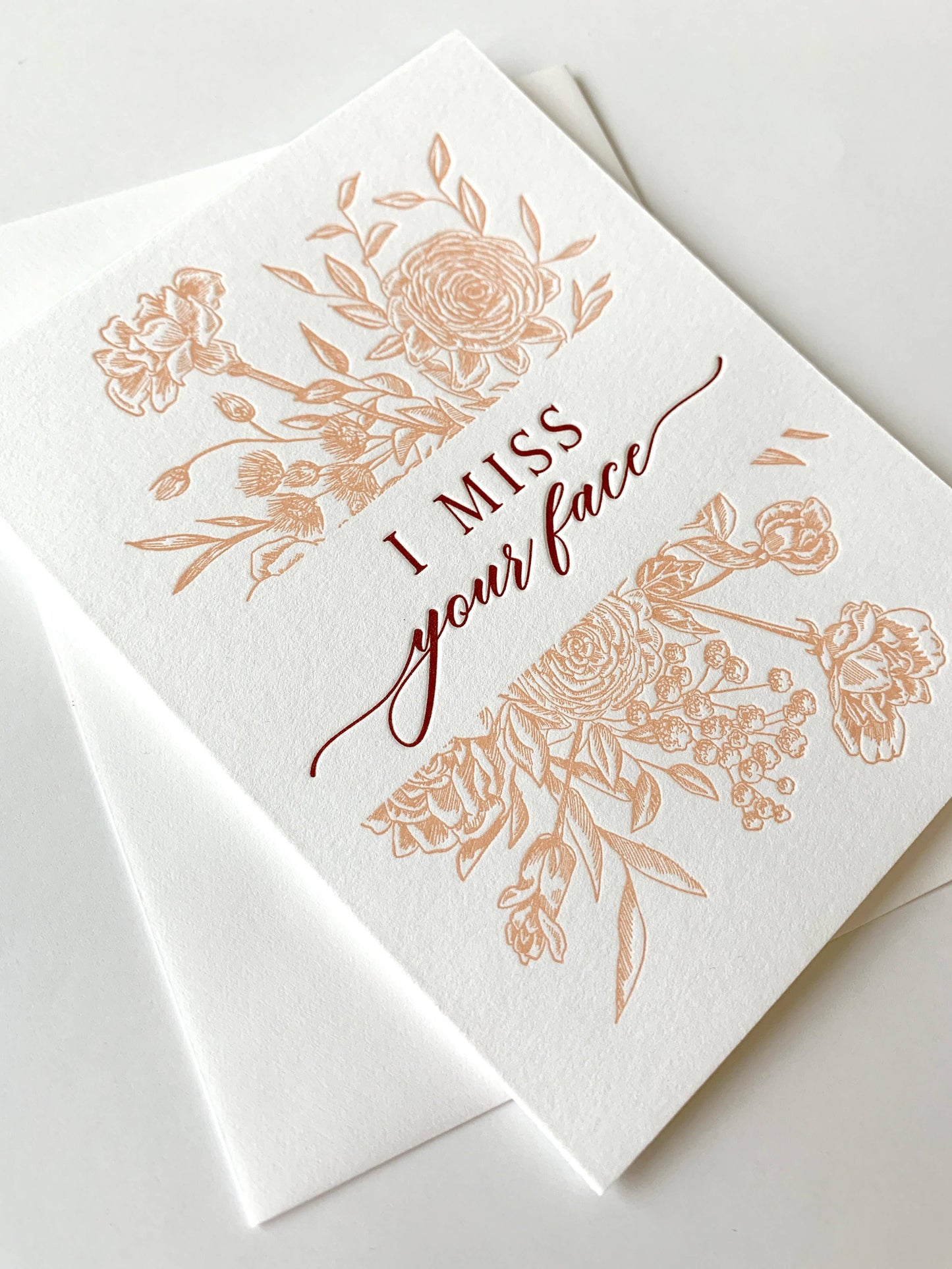 I Miss Your Face Letterpress Greeting Card