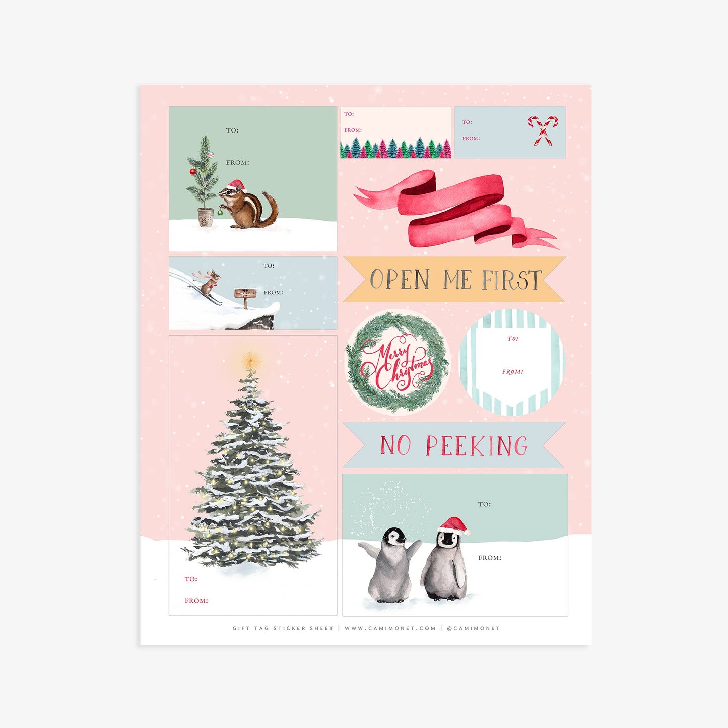 Christmas Gift Tags Sticker Sheet
