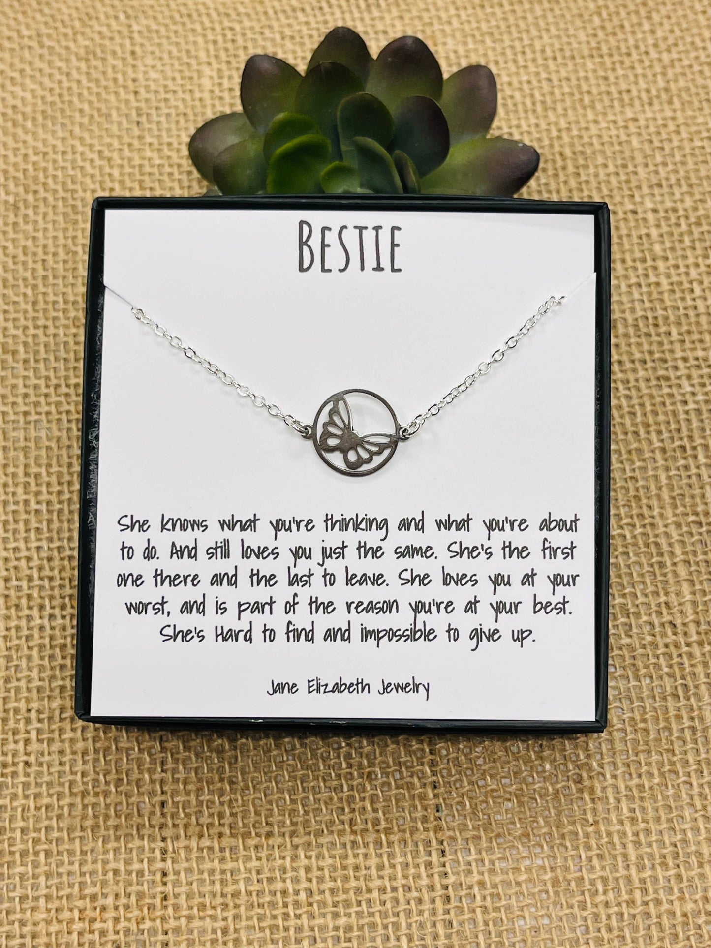 Bestie Silver Butterfly Necklace