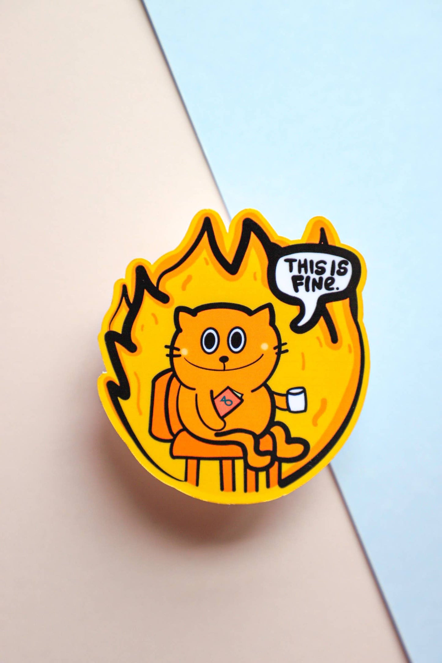 This Is Fine Cat Sticker