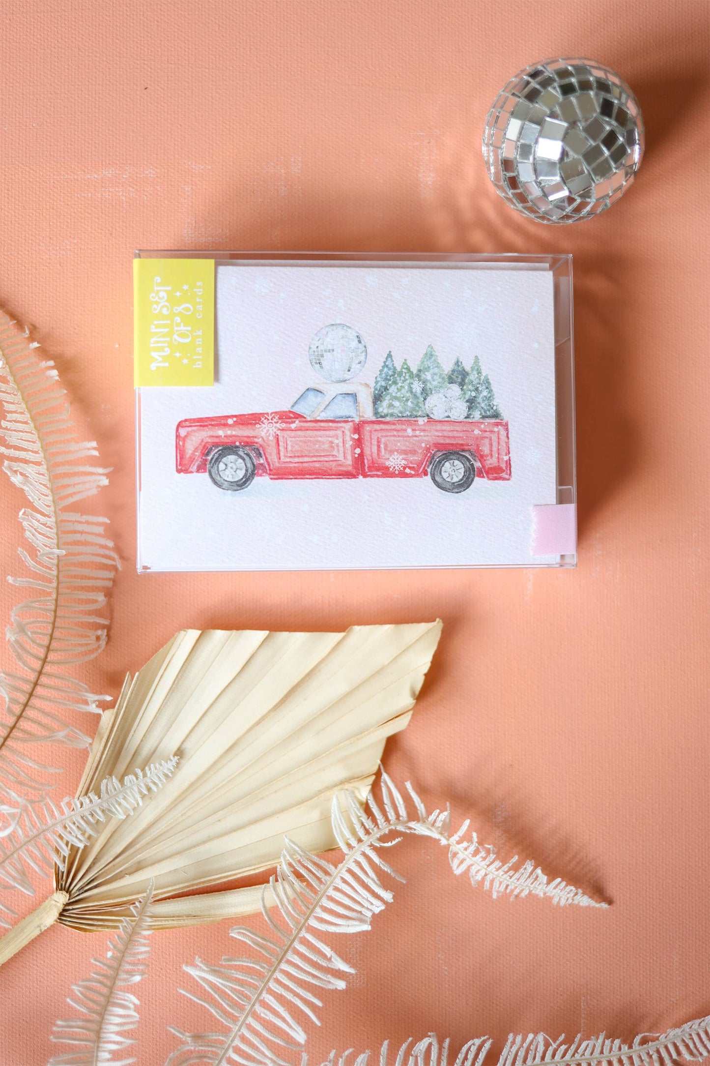 Disco Ball Christmas tree truck mini card boxed set