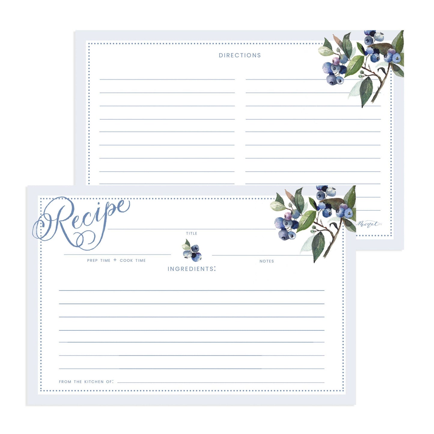 Vintage Blueberry Recipe Cards