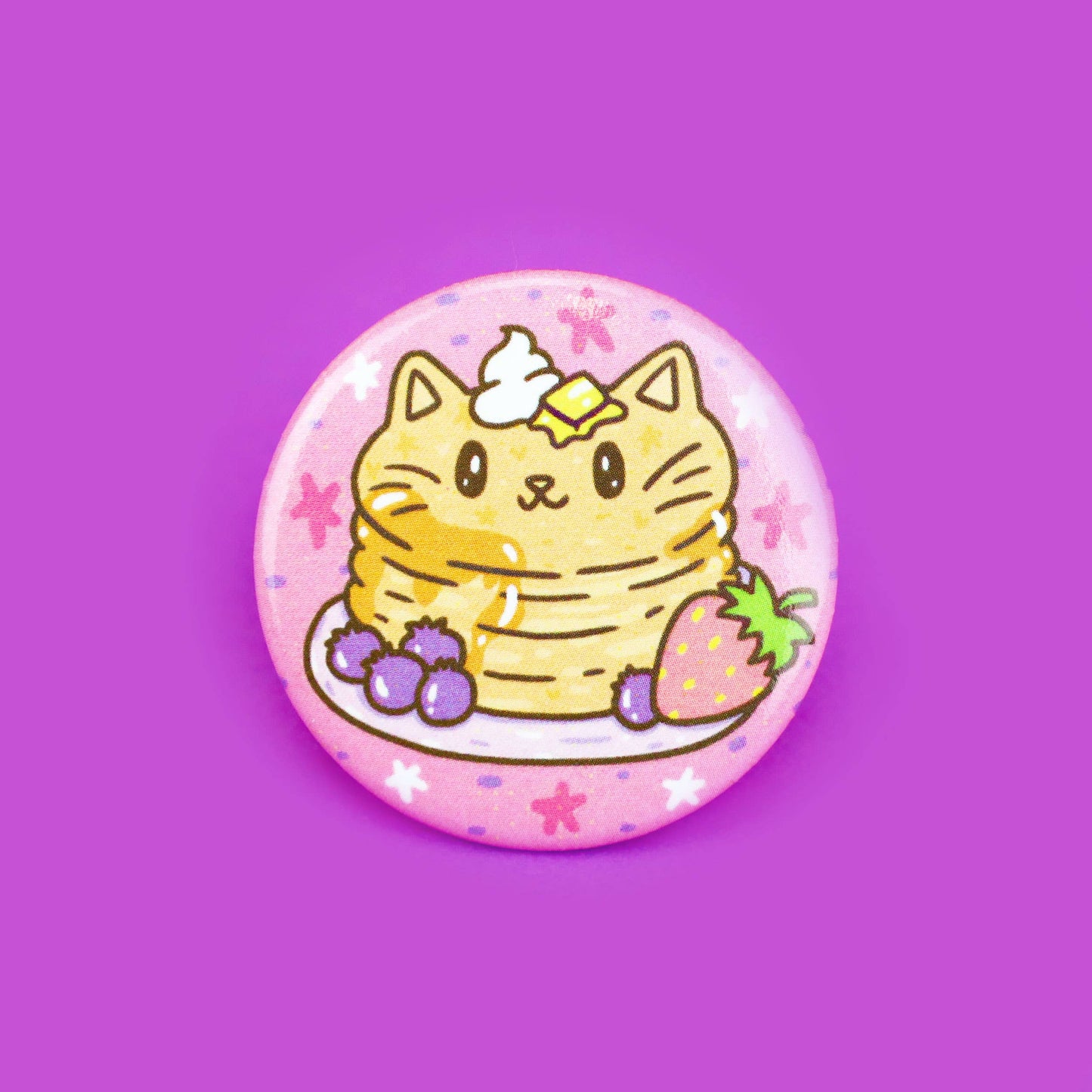 Breakfast Pancake Kitty Cat Pinback Button