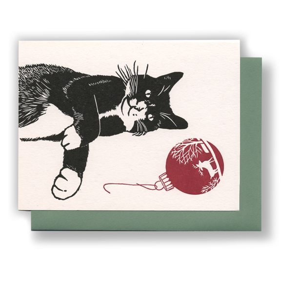 Cat with Ornament CARD