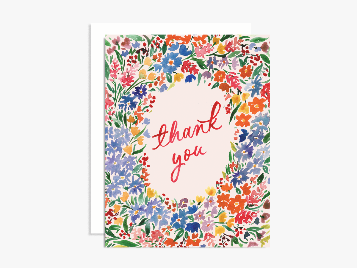 Colorful Watercolor Floral Thank You Card