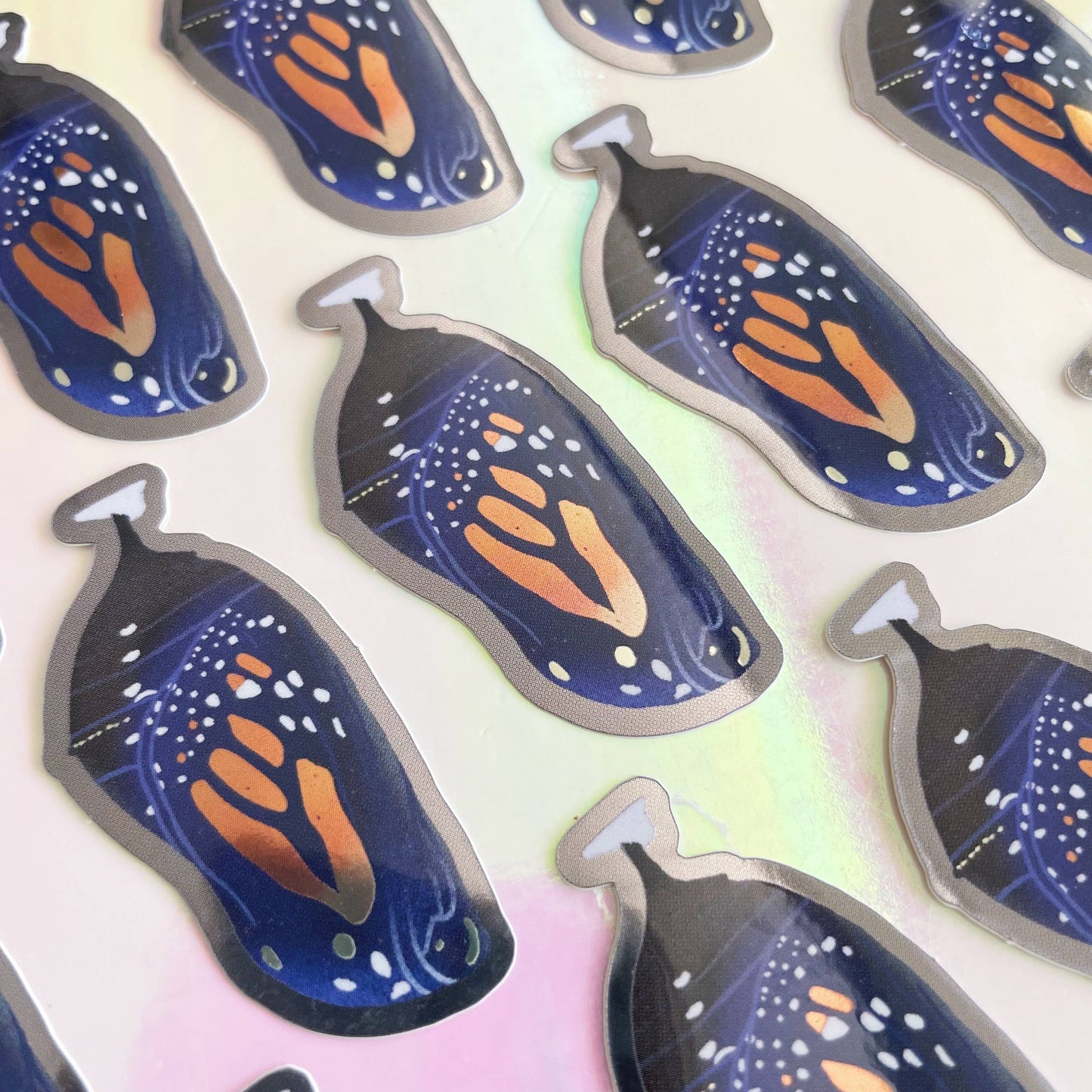 Monarch Chrysalis Metamorphosis Metallic Vinyl Sticker