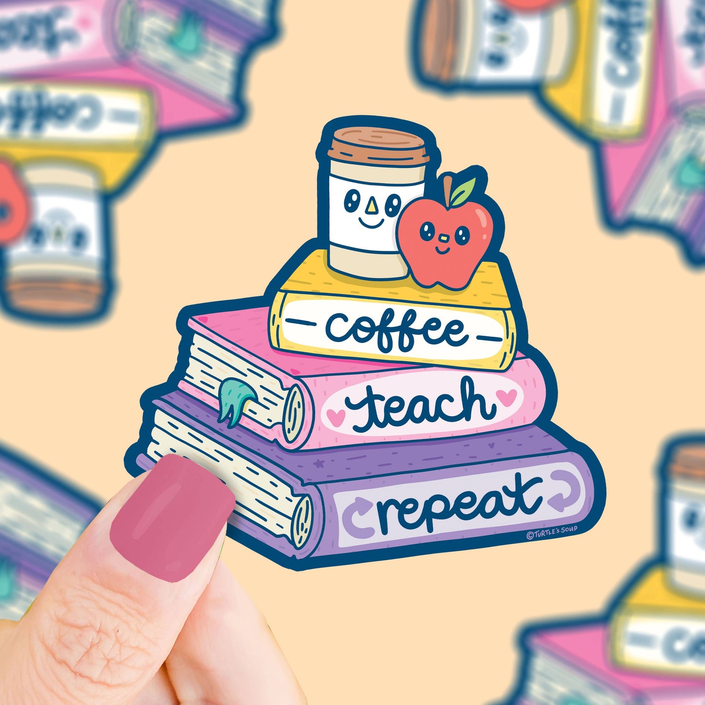 Coffee Teach Repeat Books Sticker