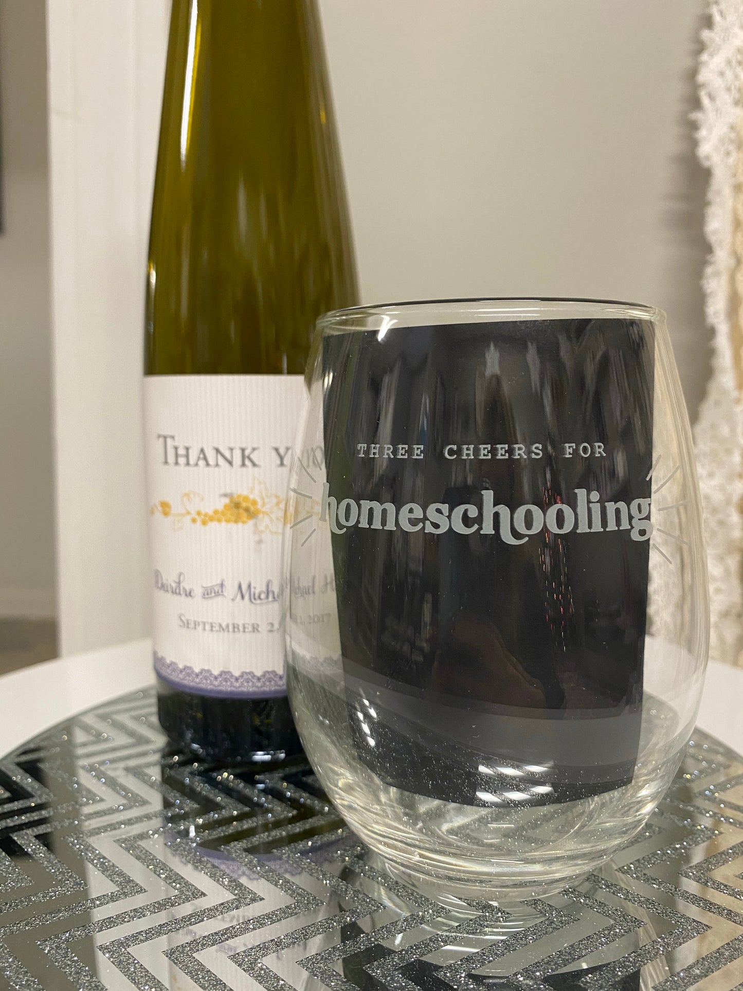 Three Cheers for Homeschooling stemless glass
