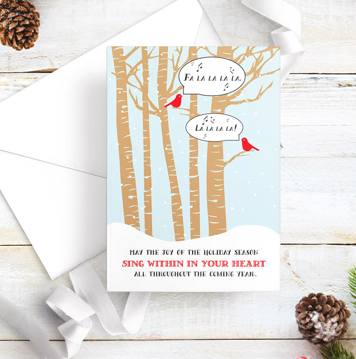 Fa La La Red Cardinals in Birch Tree