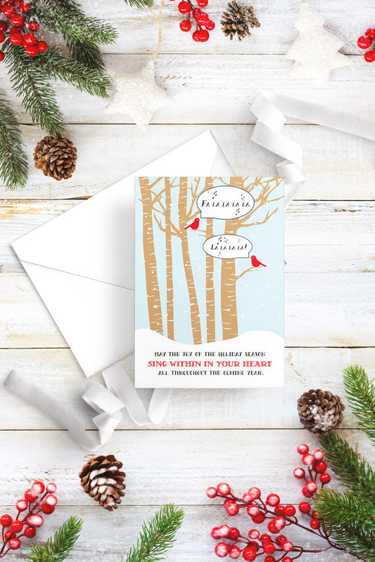 Fa La La Red Cardinals in Birch Tree