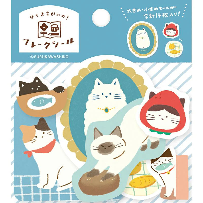 Watashi Biyori Flake Stickers- Cats