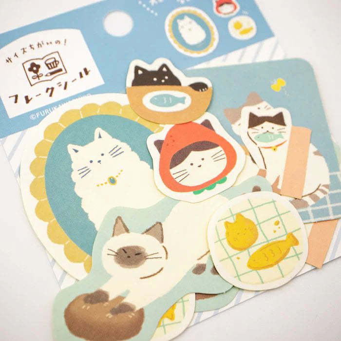 Watashi Biyori Flake Stickers- Cats