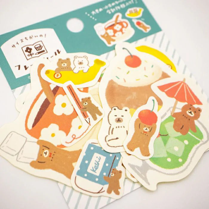 Watashi Biyori Flake Stickers- Helpful Bears