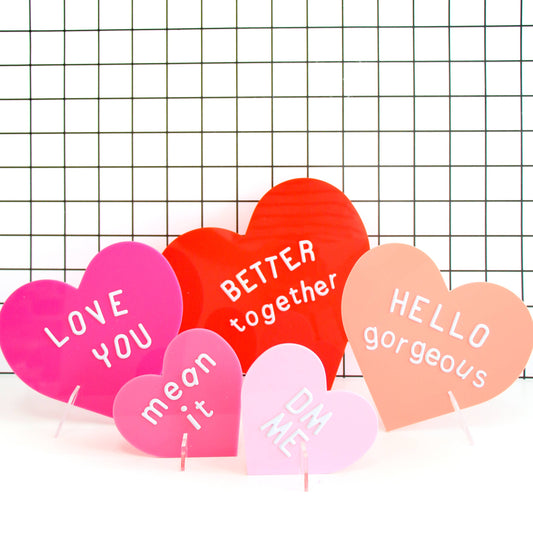 Pink set of acrylic hearts
