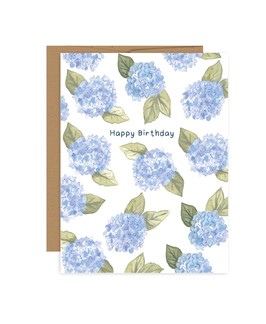 Blue Hydrangea Happy Birthday Card