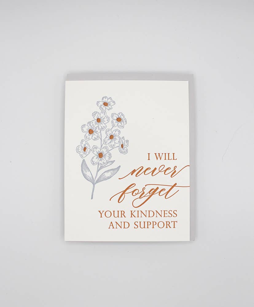 I Will Never Forget Your Kindness and Support Card