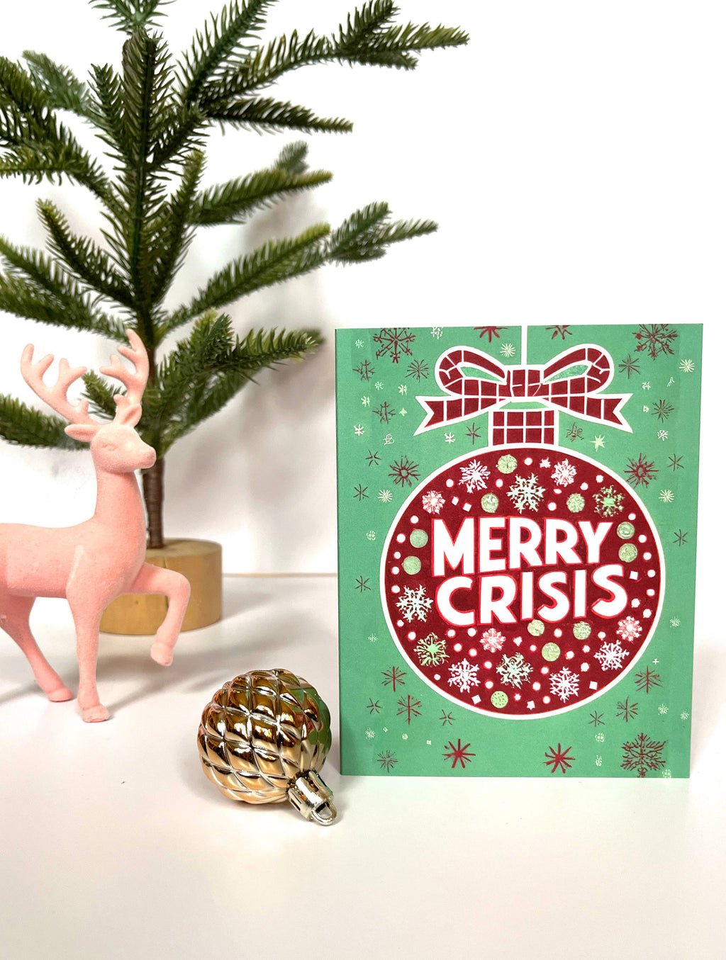 Merry Crisis - Funny Retro Vintage Red Christmas Card