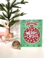 Merry Crisis - Funny Retro Vintage Red Christmas Card