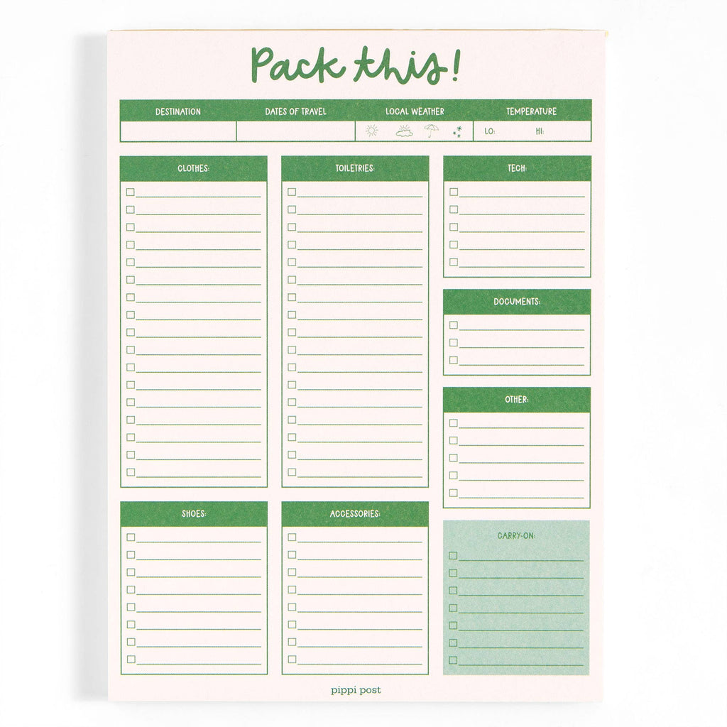Pack This Travel Planning 6x8 Notepad