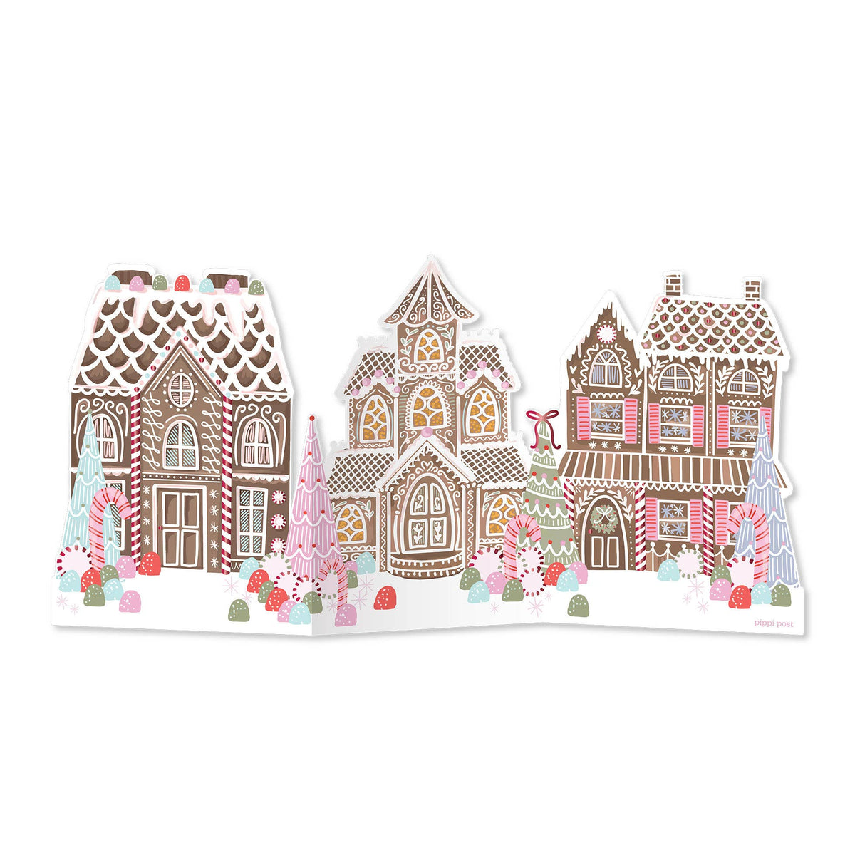 Gingerbread Village Accordion Christmas Greeting Card