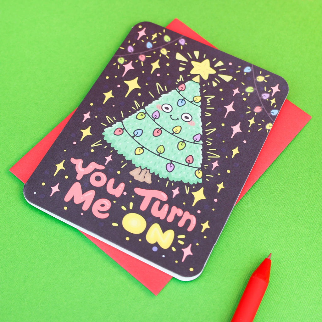 You Turn Me On Christmas Tree Card