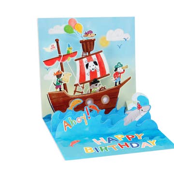 Pop-Up Pirate Ship Kids Card with Dogs- Ahoy!