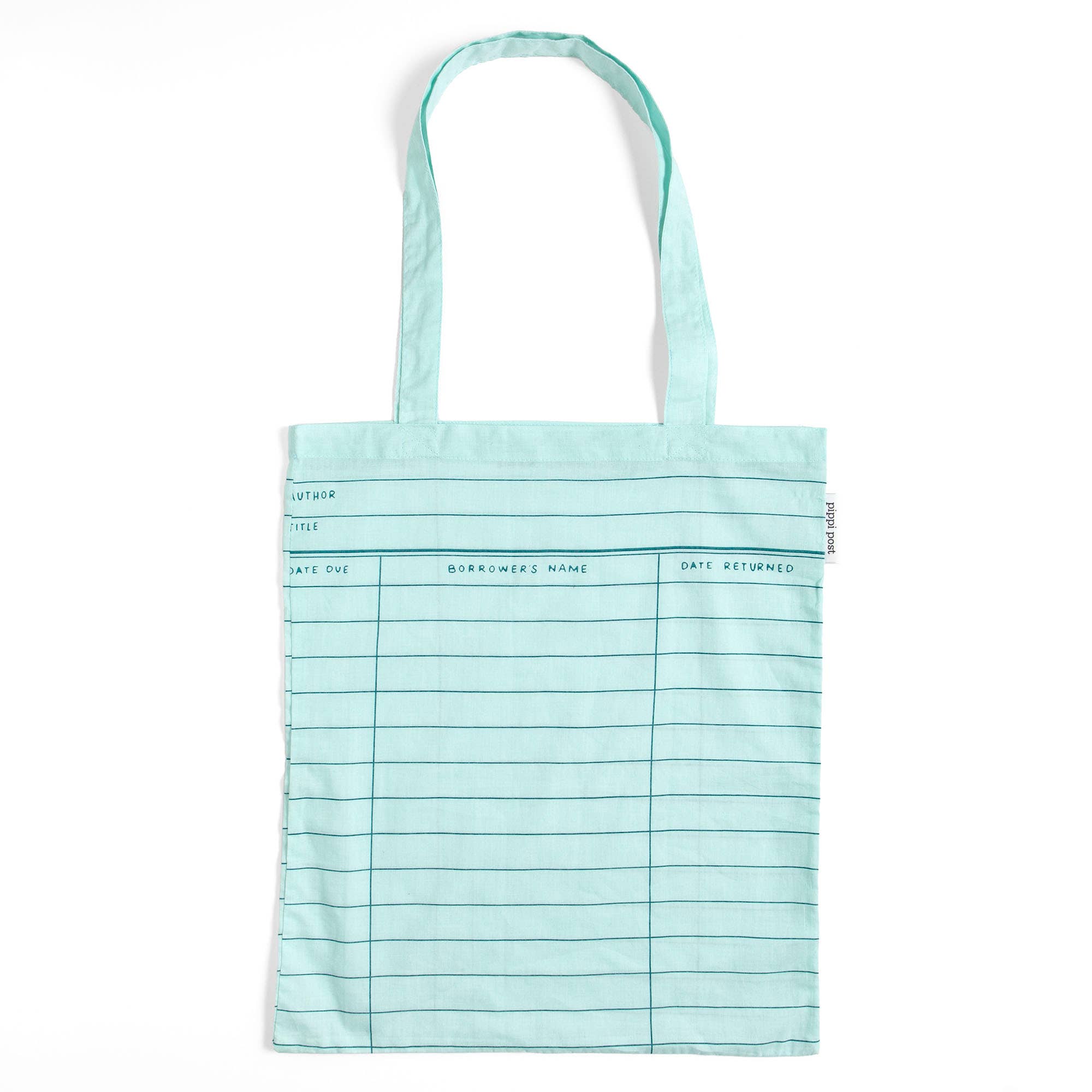Library Card Lightweight Foldable Tote Bag- Sky Blue