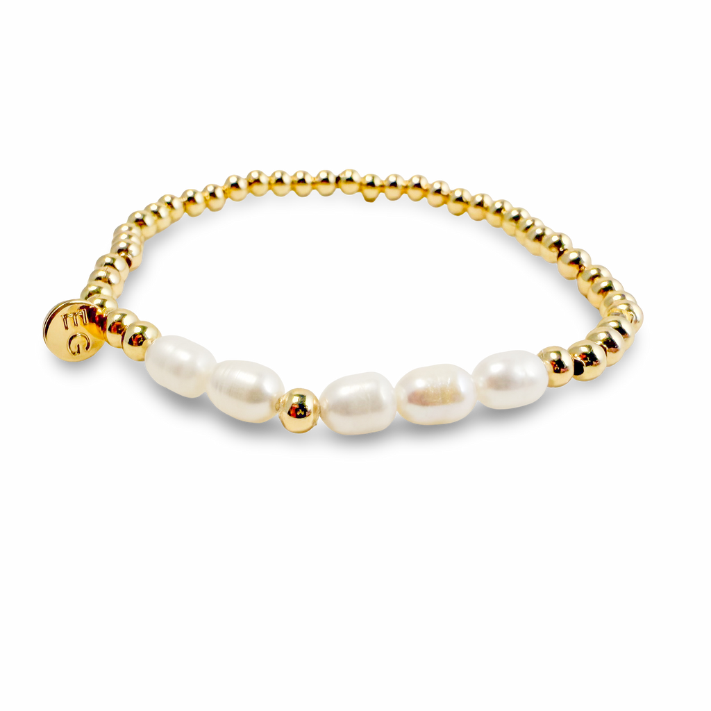 Morse Code Bracelet - Hope - Pearl & Gold Plated