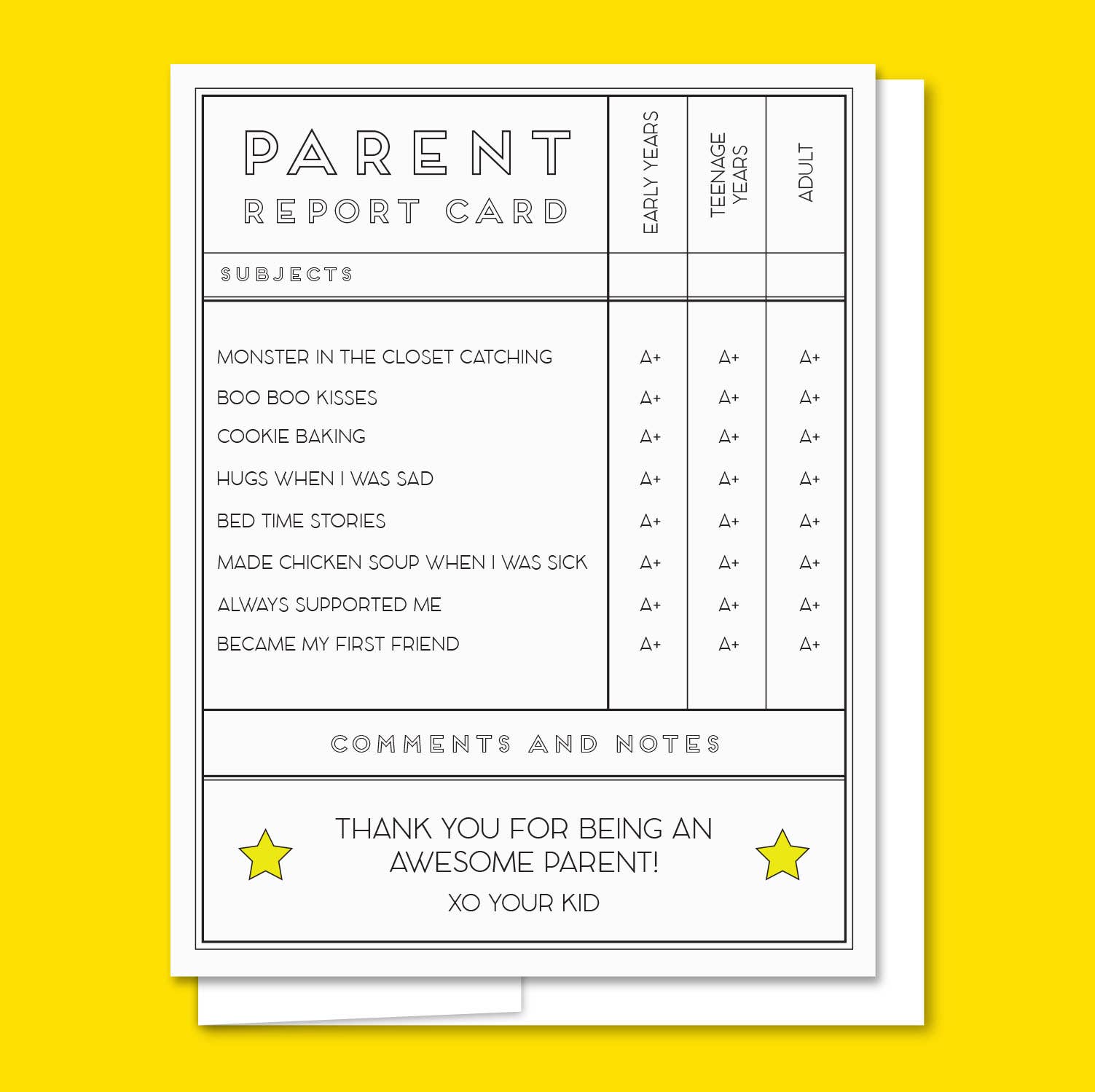 Parent Report - Illustrated Parent Card