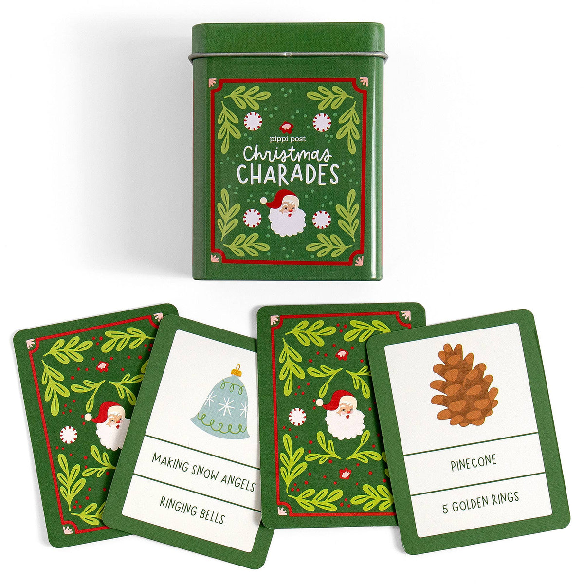 Christmas Charades Game - Deck of Cards + Storage Tin
