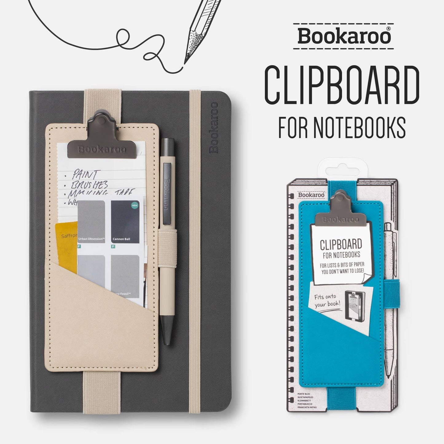 Bookaroo Clipboard for Notebooks- Cream