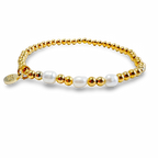 Morse Code Bracelet - Faith - Pearl & Gold Plated